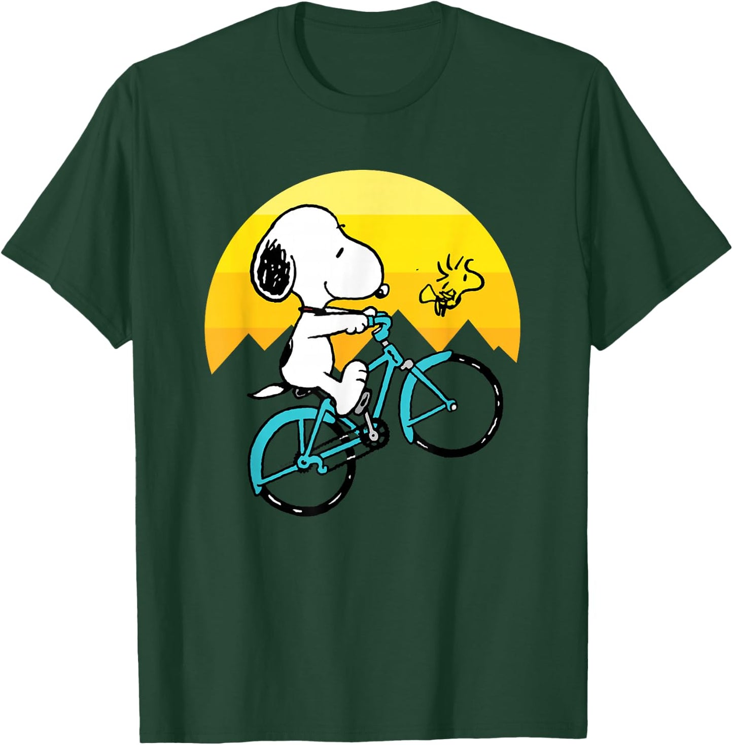 Peanuts - Snoopy Woodstock Mountain Biking T-Shirt - T-Shirt | Forest