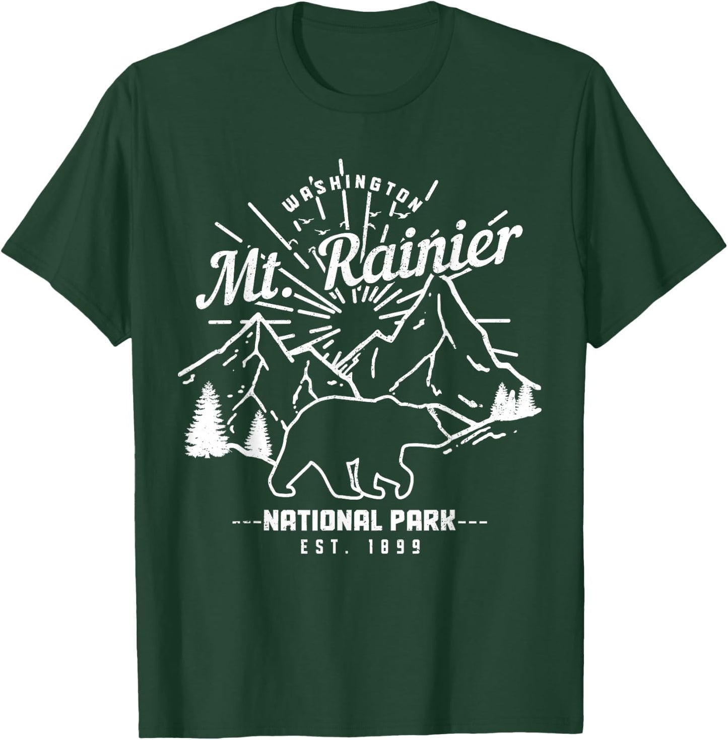 Mt. Rainier Washington Vintage Mountain National Park PNW T-Shirt - T-Shirt | Forest