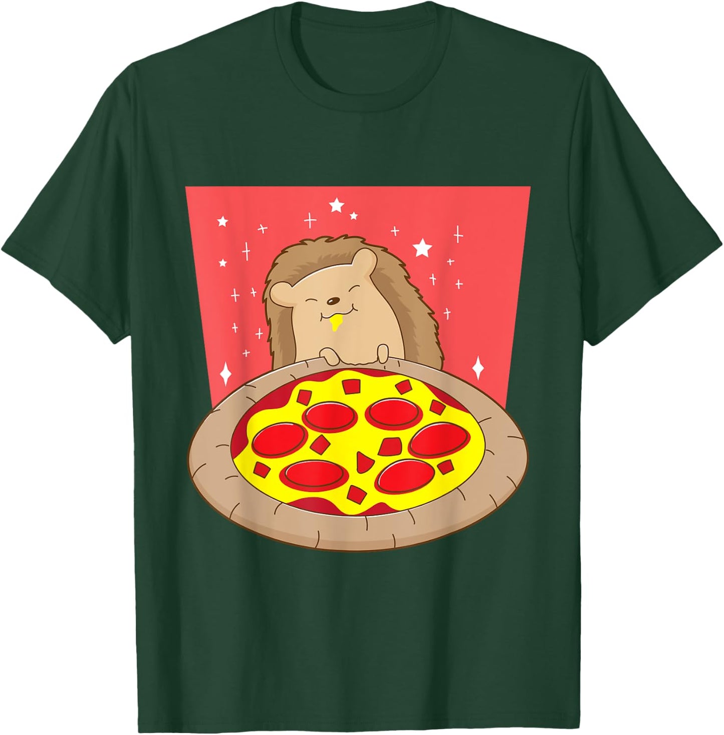 Hedgehog Eating Pizza Forest Animal Pizza Making T-Shirt - T-Shirt | Forest