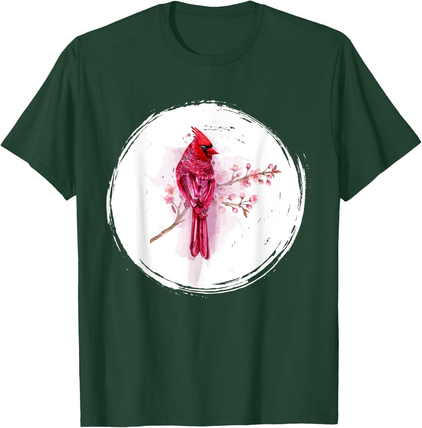 Vintage Cherry Blossom Bird Animal Sakura Red Cardinal T-Shirt - T-Shirt | Forest
