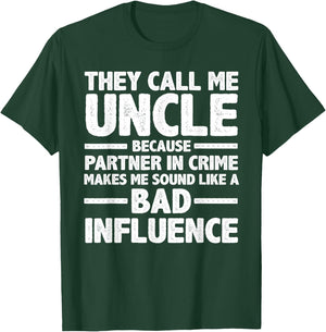 Funny Uncle Design For Uncle Men Uncle Partner In Crime T-Shirt - T-Shirt | Forest