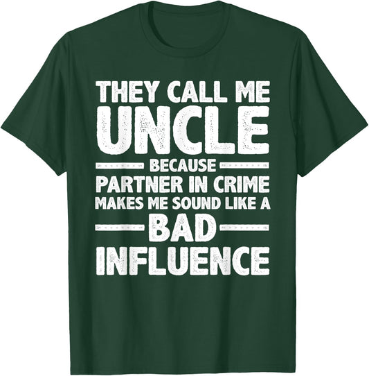 Funny Uncle Design For Uncle Men Uncle Partner In Crime T-Shirt - T-Shirt | Forest