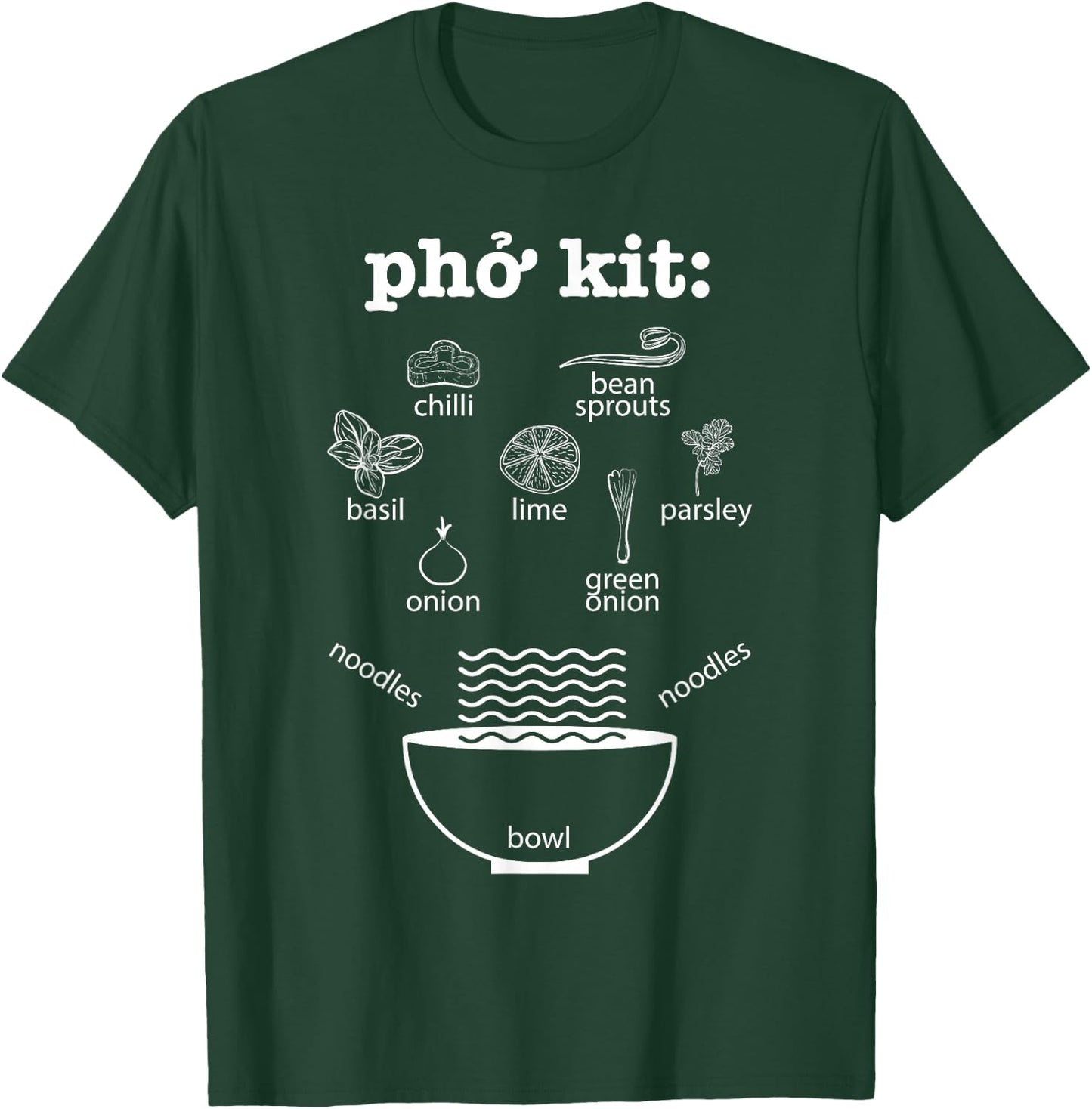 Pho Kit Ingredients - Asian Vietnamese Noodle Soup Recipe T-Shirt - T-Shirt | Forest