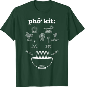 Pho Kit Ingredients - Asian Vietnamese Noodle Soup Recipe T-Shirt - T-Shirt | Forest