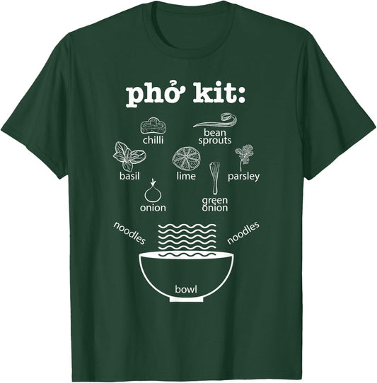 Pho Kit Ingredients - Asian Vietnamese Noodle Soup Recipe T-Shirt - T-Shirt | Forest