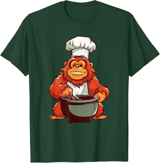 Orangutans Hobby Chef Cooking Monkey Jungle T-Shirt - T-Shirt | Forest