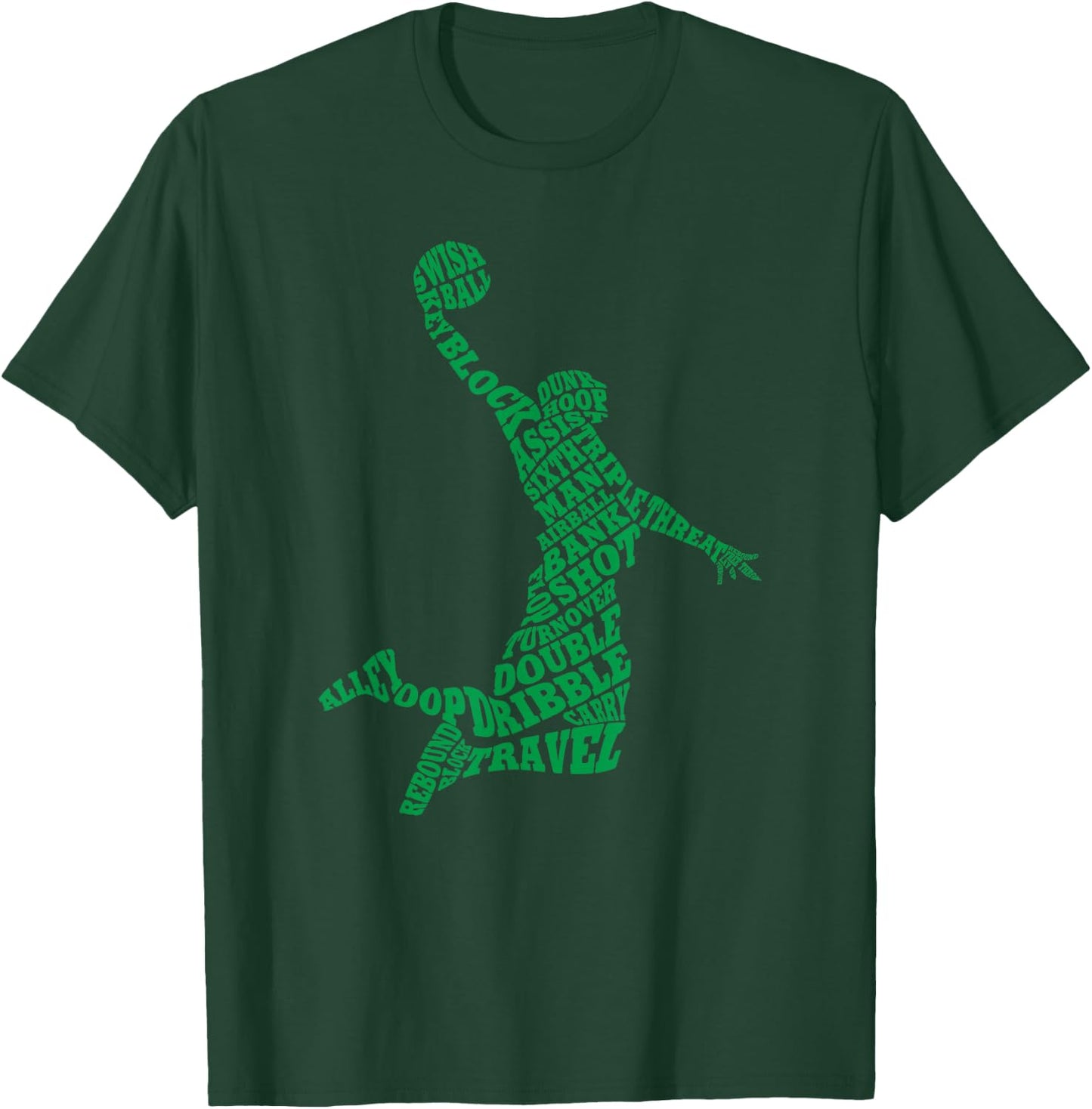 Basketball Player Typography Word Art T-Shirt - T-Shirt | Forest