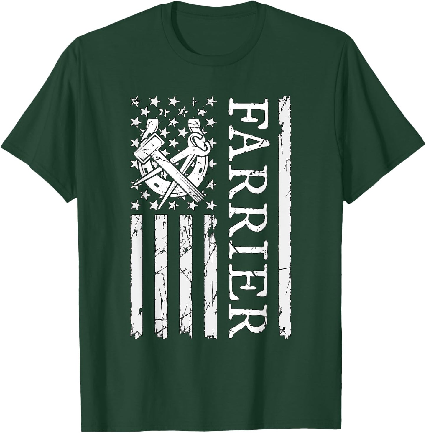Farrier Flag Loves Blacksmithing Metalworker Forging Farrier T-Shirt - T-Shirt | Forest