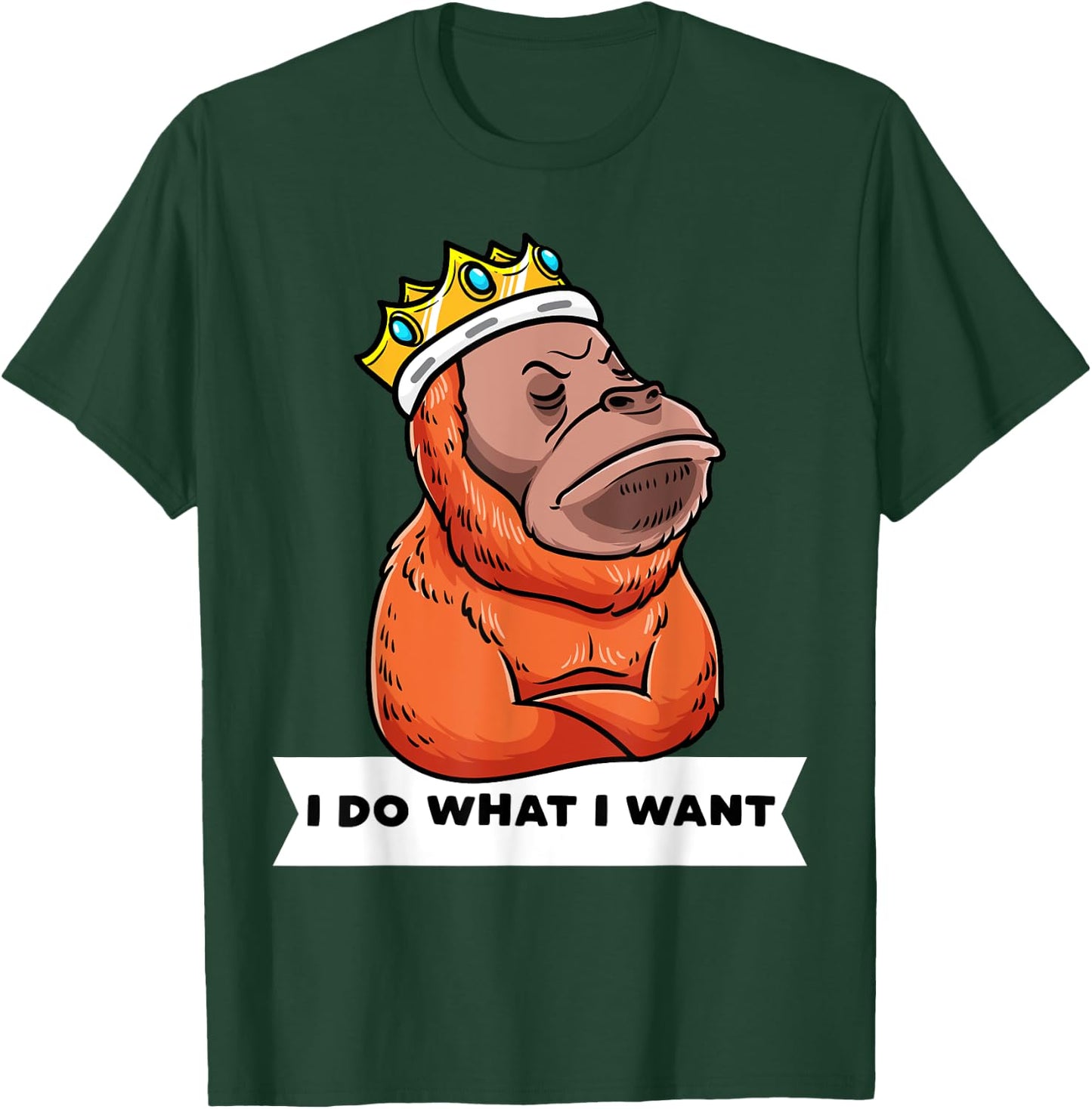 Stubborn Orangutan With Crown Animal Monkey Lover T-Shirt - T-Shirt | Forest