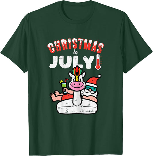 Christmas July Santa Unicorn Float Xmas Girls Kids Toddler T-Shirt - T-Shirt | Forest