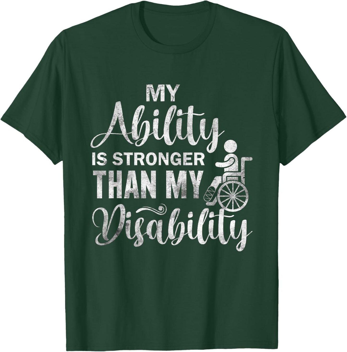 Funny Handicap Wheelchair Apparel Disability Amputee T-Shirt - T-Shirt | Forest