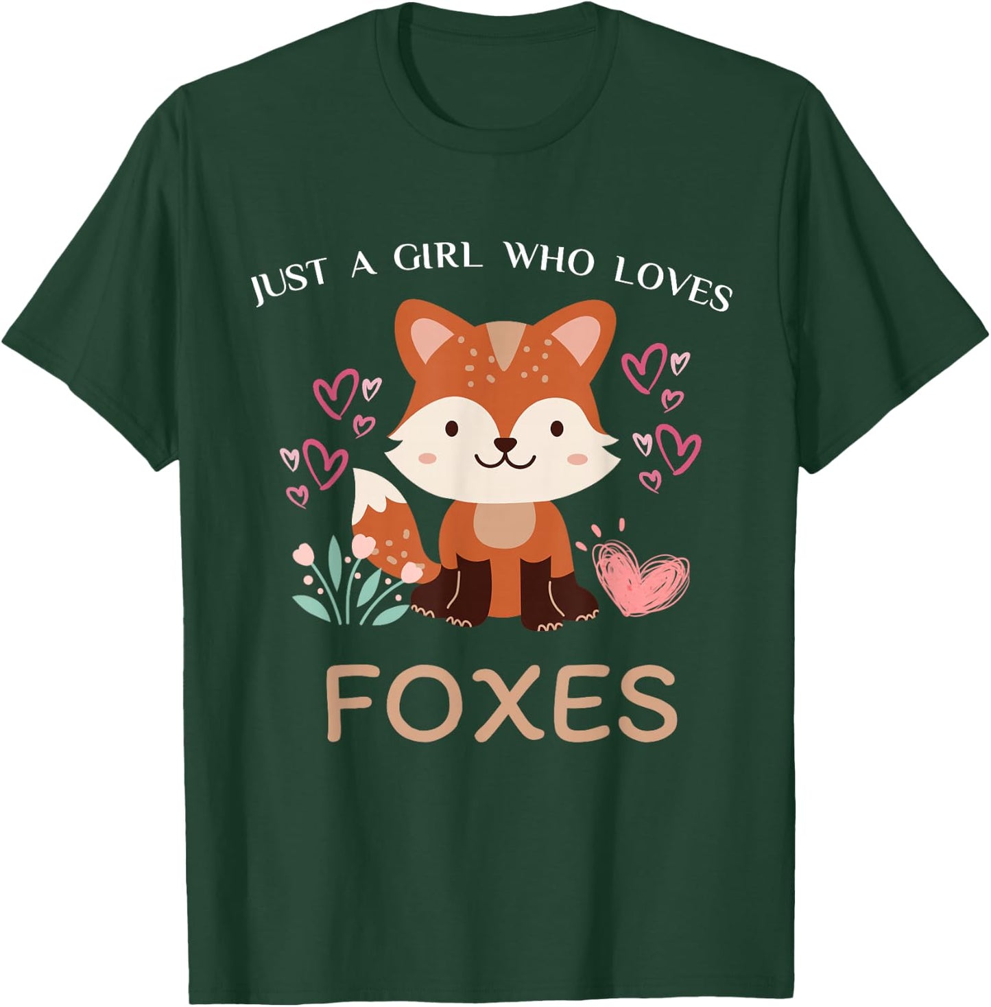 Just A Girl Who Loves Foxes - Kids Girls Cute Fox T-Shirt - T-Shirt | Forest