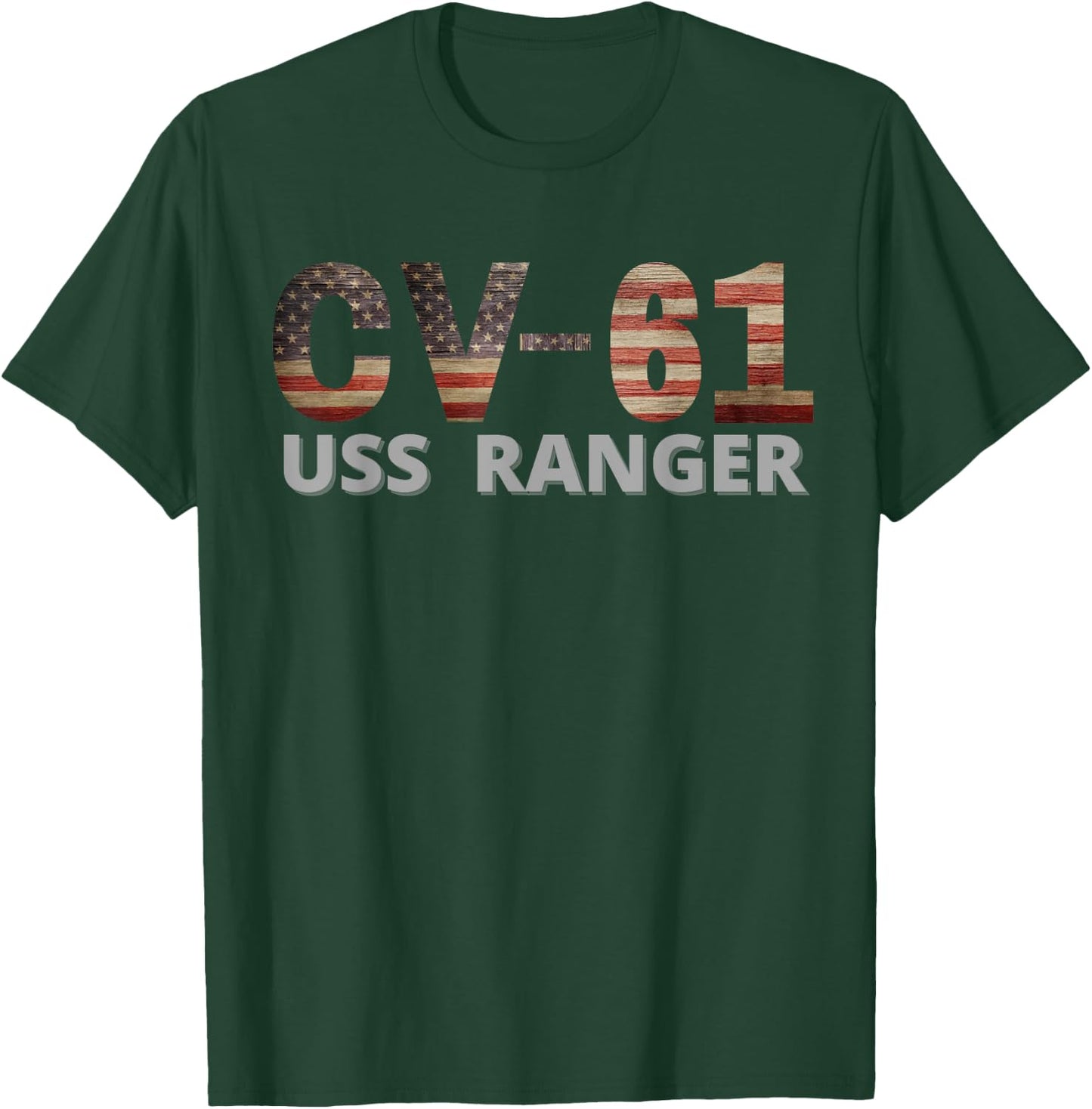 USS Ranger CV-61 Aircraft Carrier Vintage Flag T-Shirt - T-Shirt | Forest