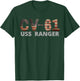 USS Ranger CV-61 Aircraft Carrier Vintage Flag T-Shirt - T-Shirt | Forest