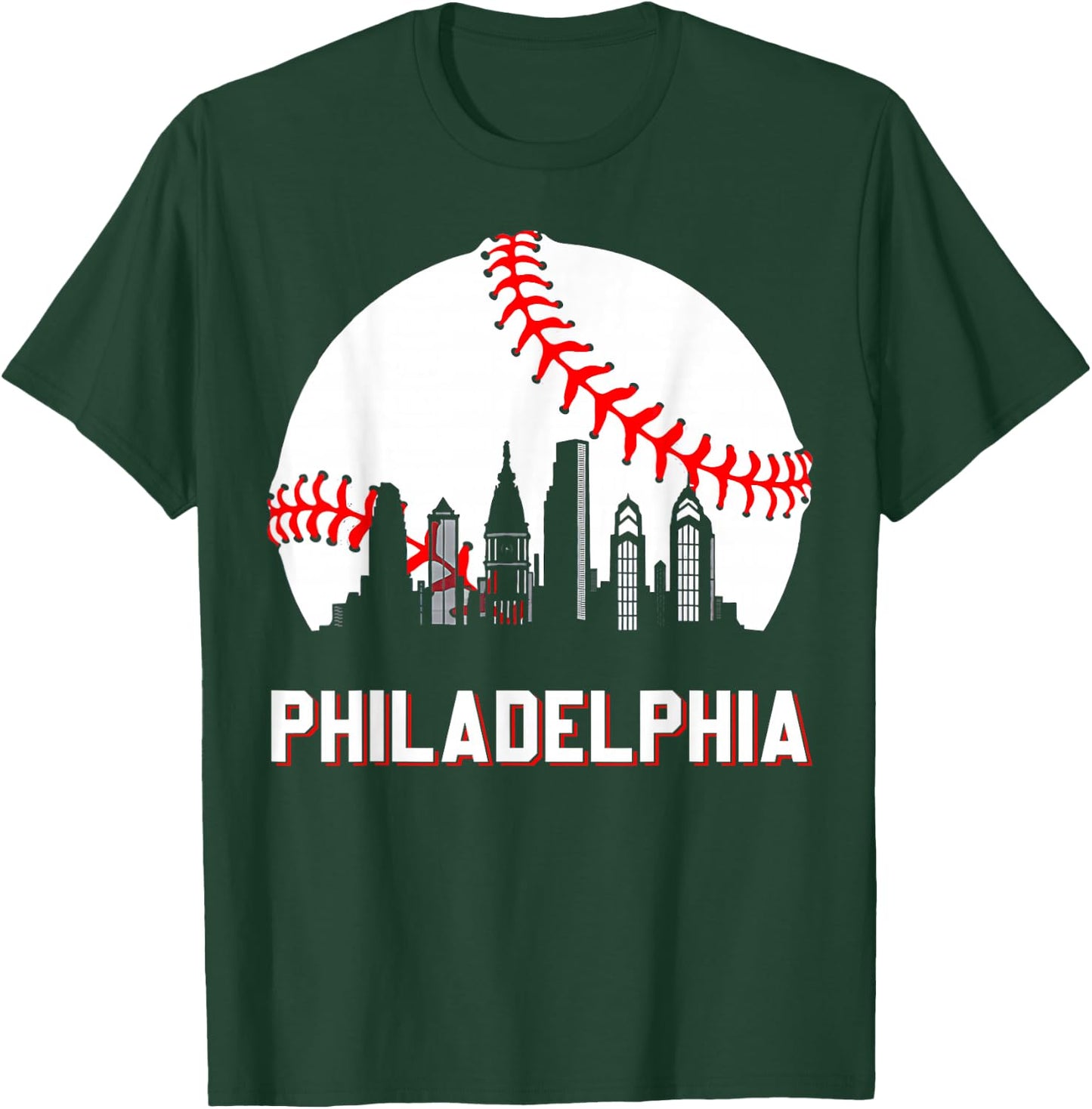 Vintage Philly Baseball Leopard Heart Baseball Fans T-Shirt - T-Shirt | Forest