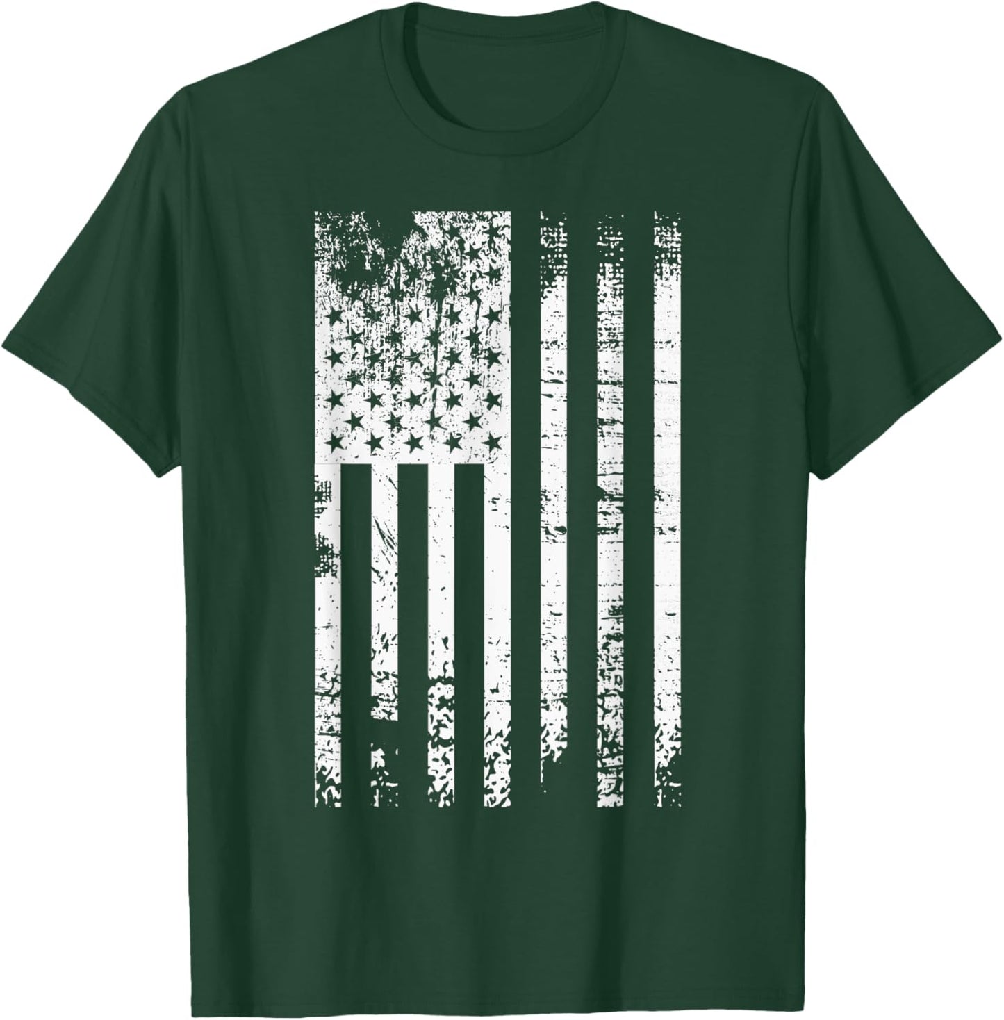 Black & White Flag | Vintage Patriotic USA American Flag Women Kids Men T-Shirt - T-Shirt | Forest