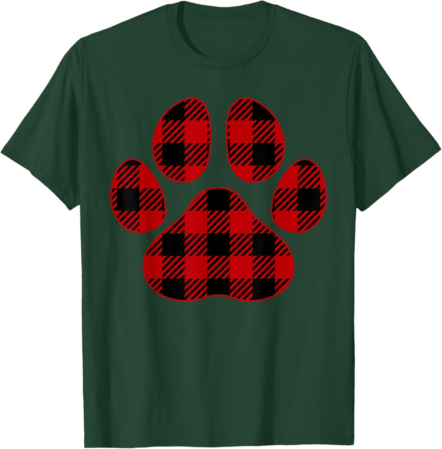 Cute Dog Lover Paw Print Plaid Pet Lover Red Plaid Paw Print Men Women Kids T-Shirt - T-Shirt | Forest