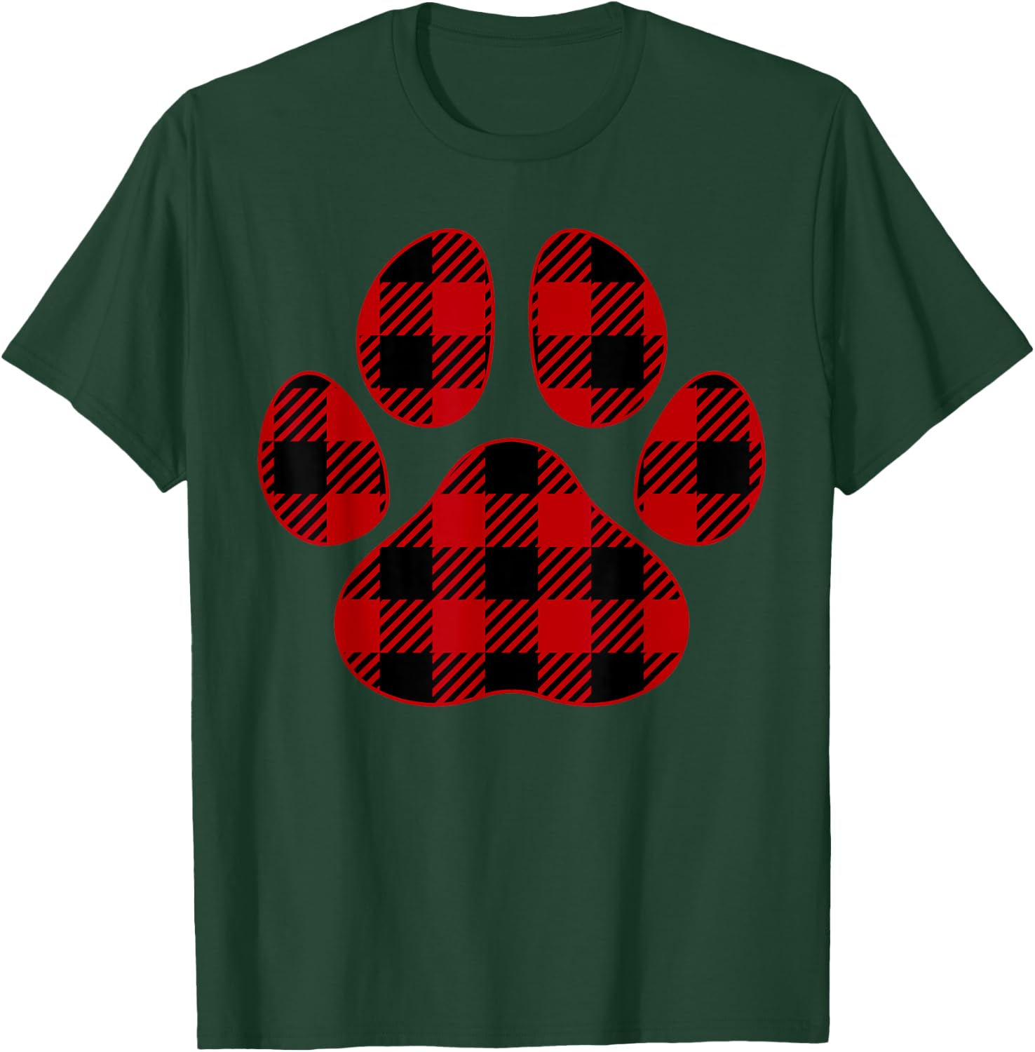 Cute Dog Lover Paw Print Plaid Pet Lover Red Plaid Paw Print Men Women Kids T-Shirt - T-Shirt | Forest
