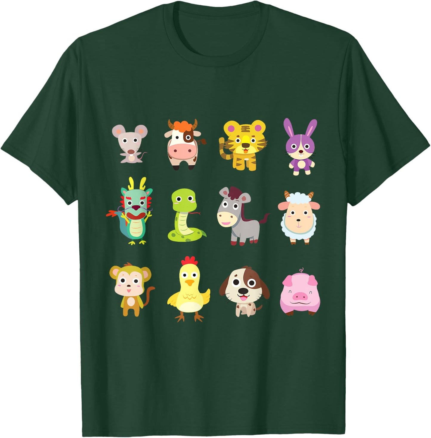 Cute Chinese Zodiac Animal Signs Lunar New Year 2025 T-Shirt - T-Shirt | Forest