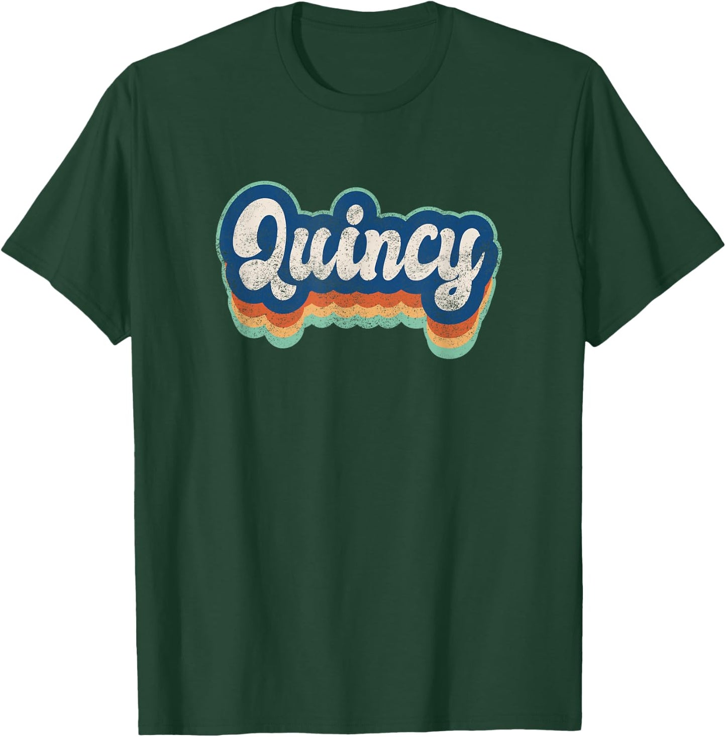 Quincy First Name Boy Vintage Style 70s 80s Personalized T-Shirt - T-Shirt | Forest
