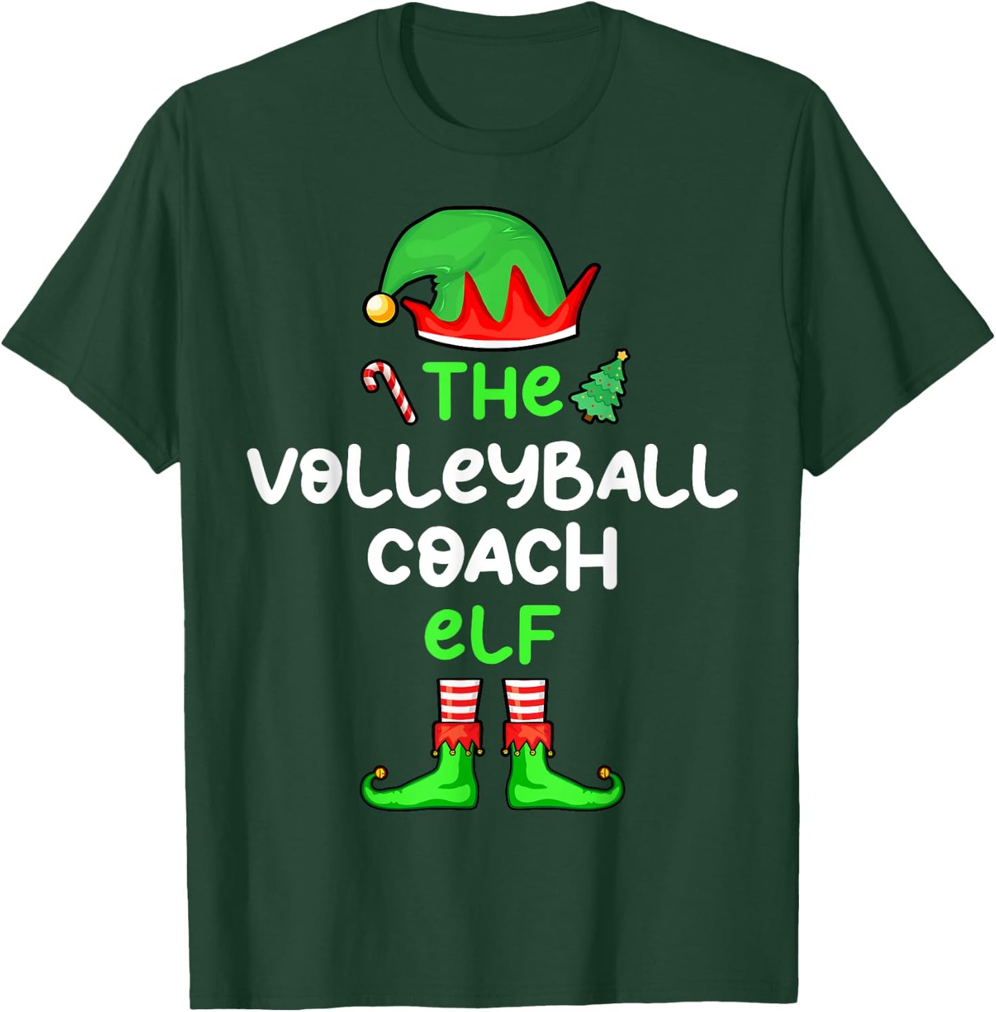 I'm The Volleyball Coach Elf Christmas Matching Pajama T-Shirt - T-Shirt | Forest