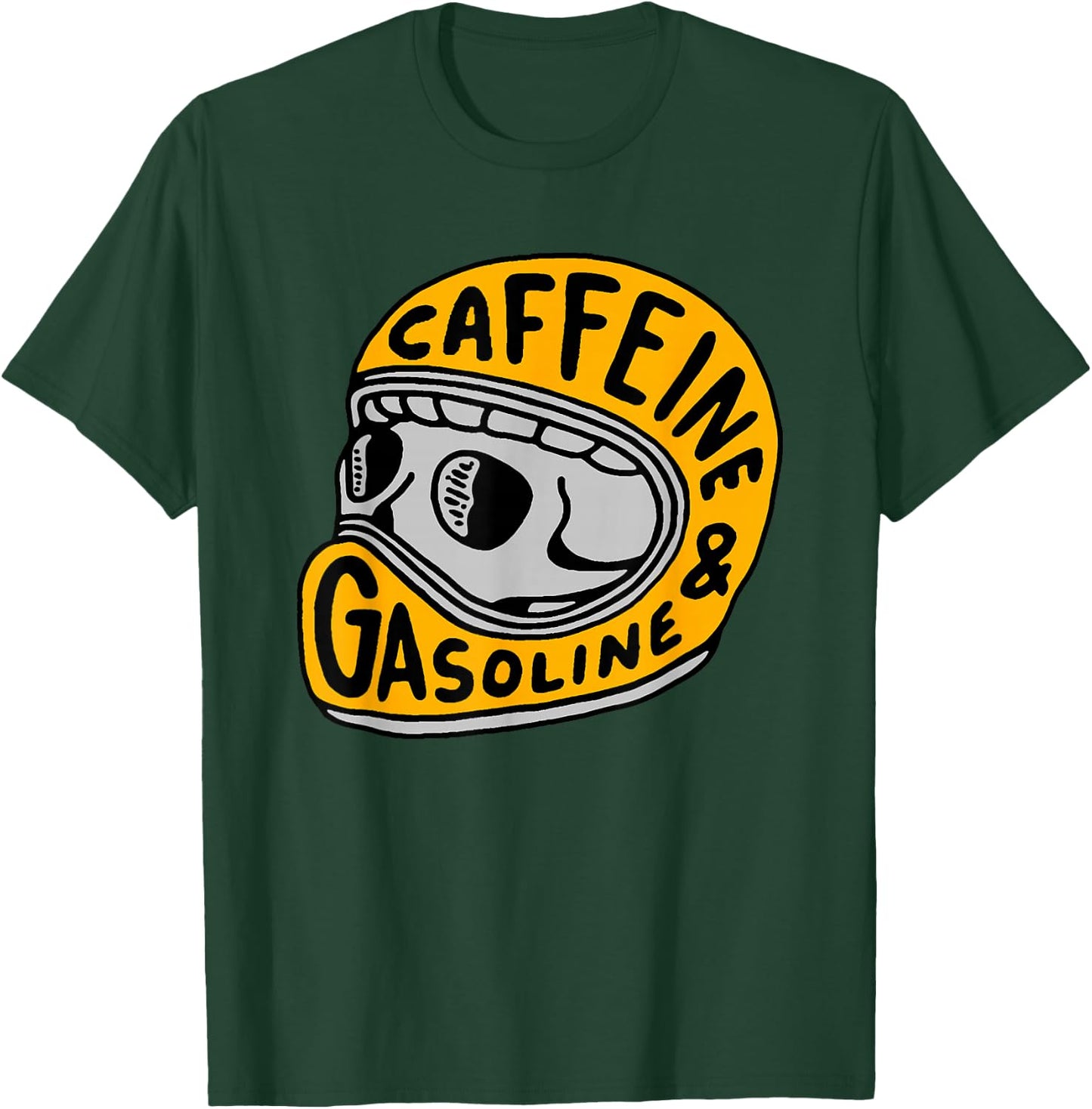 Caffeine and Gasoline Black Motorcycle Themed , -Adults, Small T-Shirt - T-Shirt | Forest