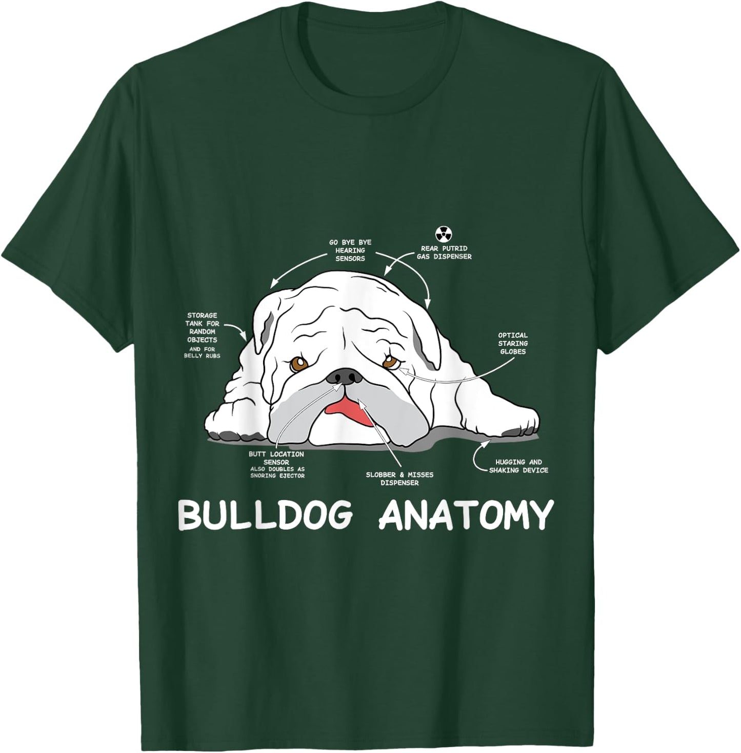 English Bulldog Anatomy Bully Dog Pet Owners Men Women Kids T-Shirt - T-Shirt | Forest