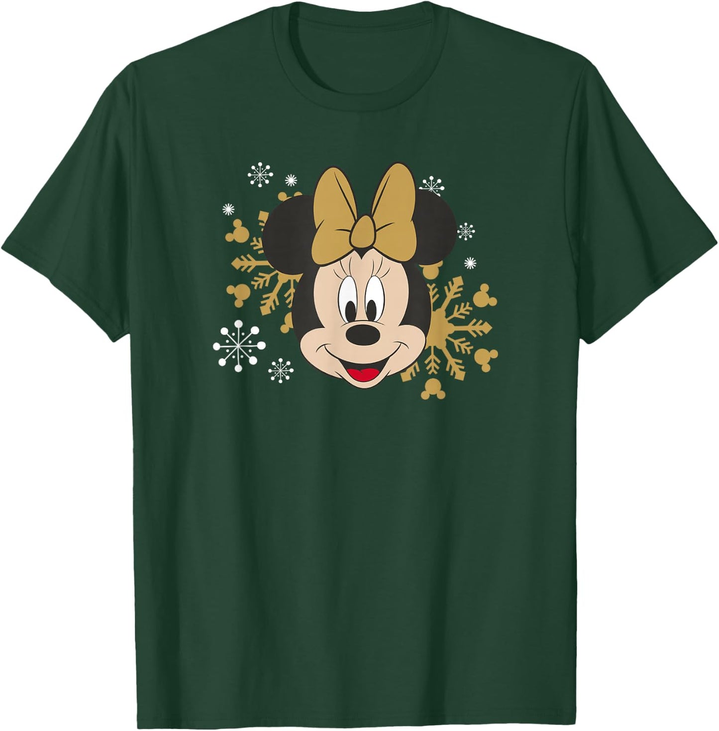 Disney Minnie Mouse Christmas Holiday Golden Snowflake T-Shirt - T-Shirt | Forest