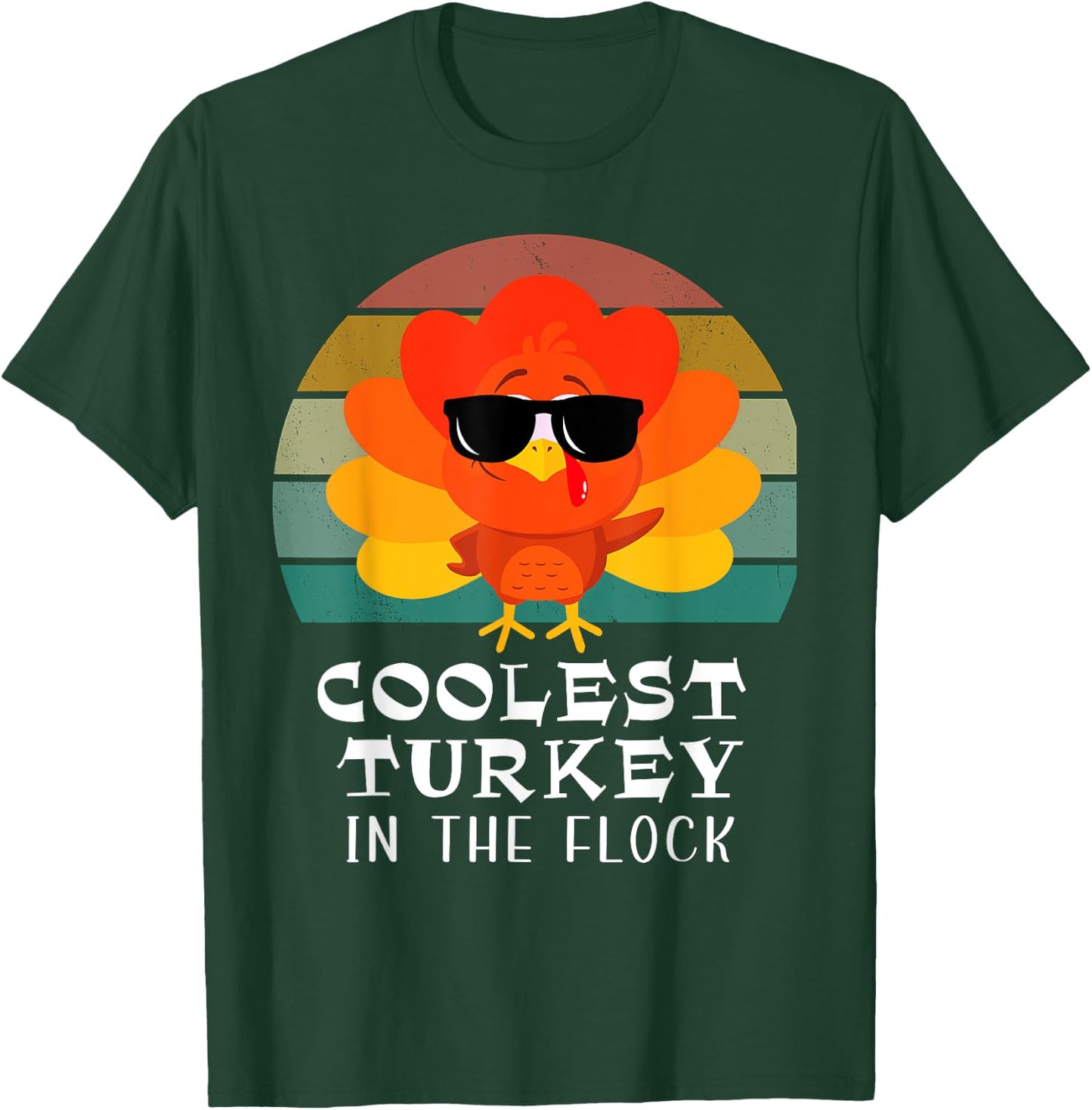 Coolest Turkey In the Flock Toddler Boys Thanksgiving T-Shirt - T-Shirt | Forest