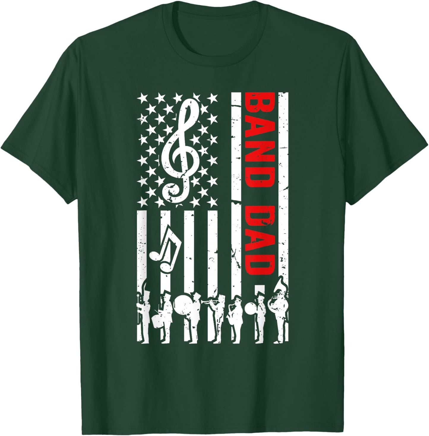 Band Dad American Flag Marching Band Dad T-Shirt - T-Shirt | Forest