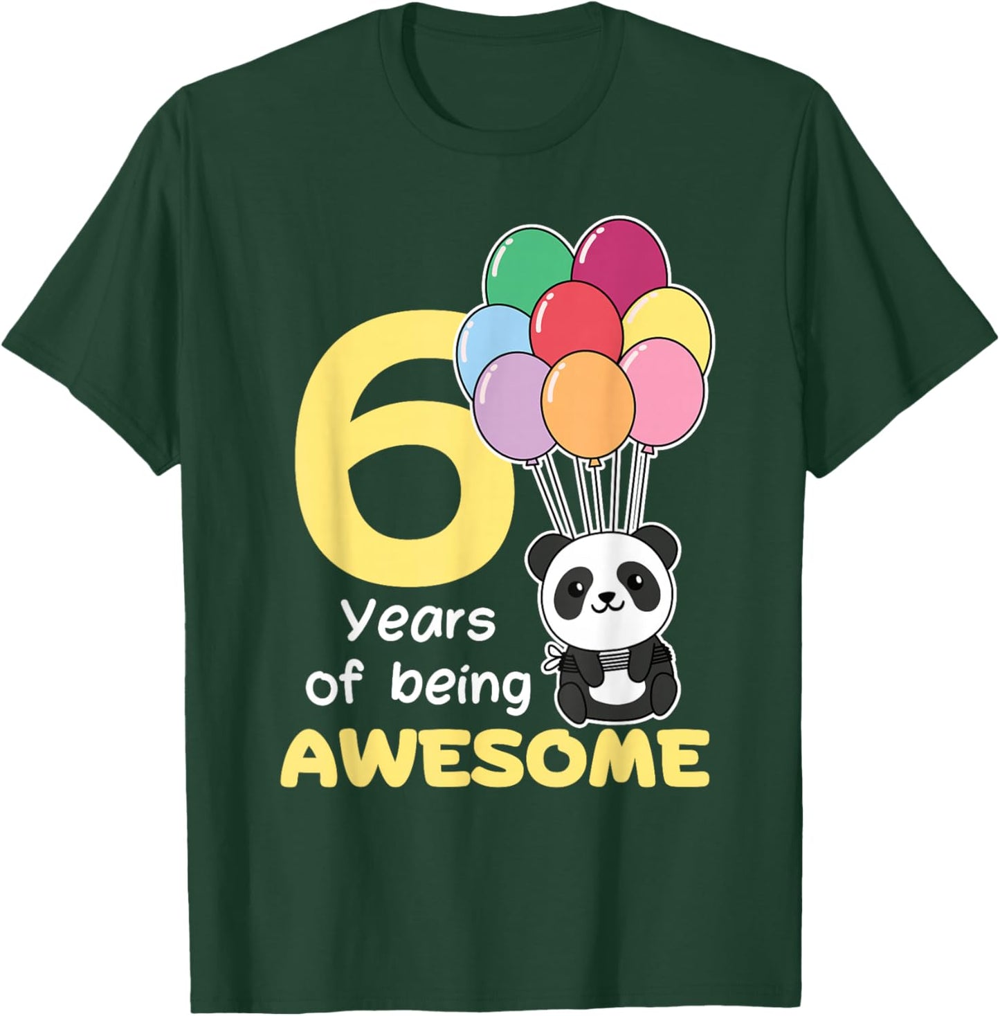 6th Birthday Panda for Kids 6 Years Old Panda T-Shirt - T-Shirt | Forest