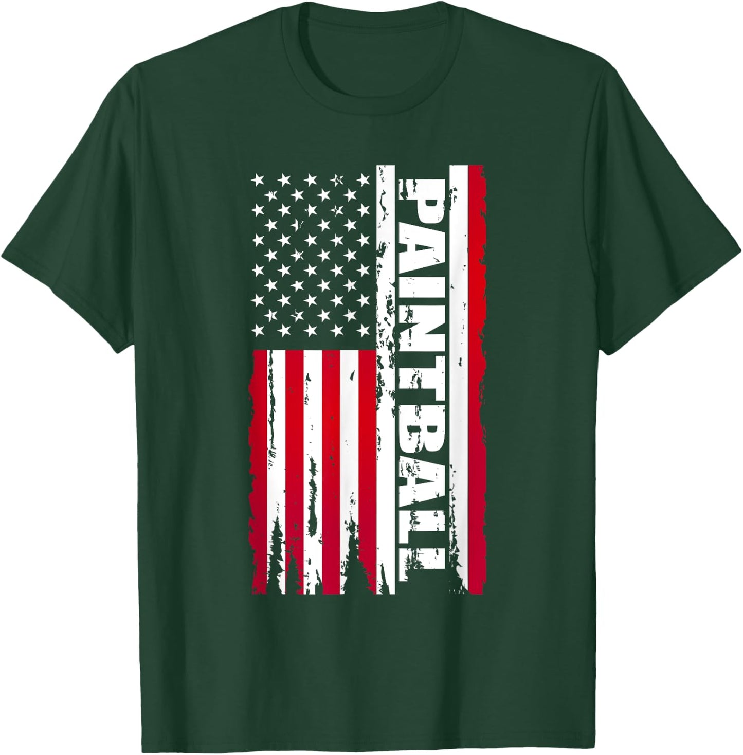 Vintage American USA Flag Cool Paintball Kids Men T-Shirt - T-Shirt | Forest
