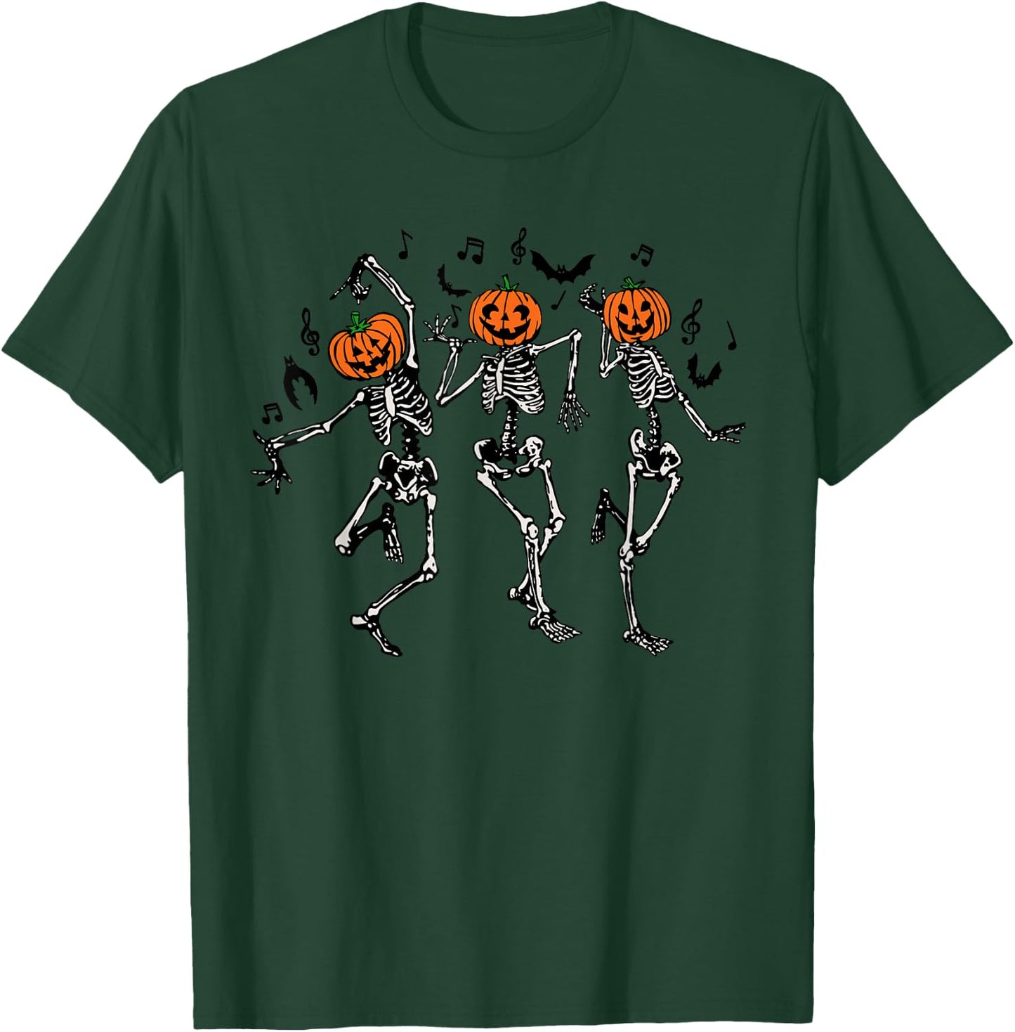 Spooky Dancing Pumpkin Head Skeletons T-Shirt - T-Shirt | Forest