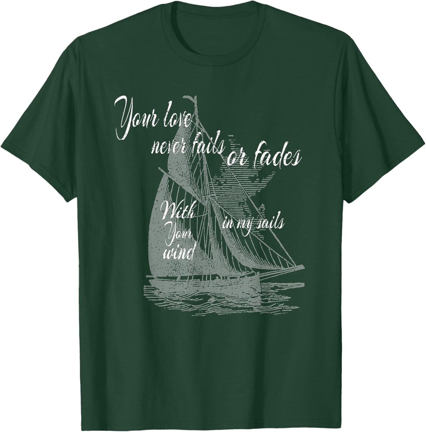 Build A Boat Christian Worship Vintage Sail boat T-Shirt - T-Shirt | Forest