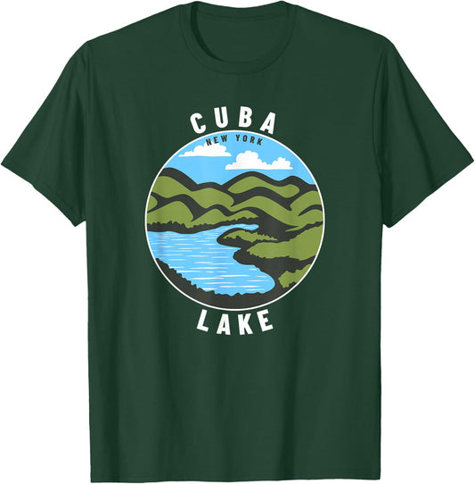 Cuba Lake New York NY Badge Souvenir Vacation T-Shirt - T-Shirt | Forest