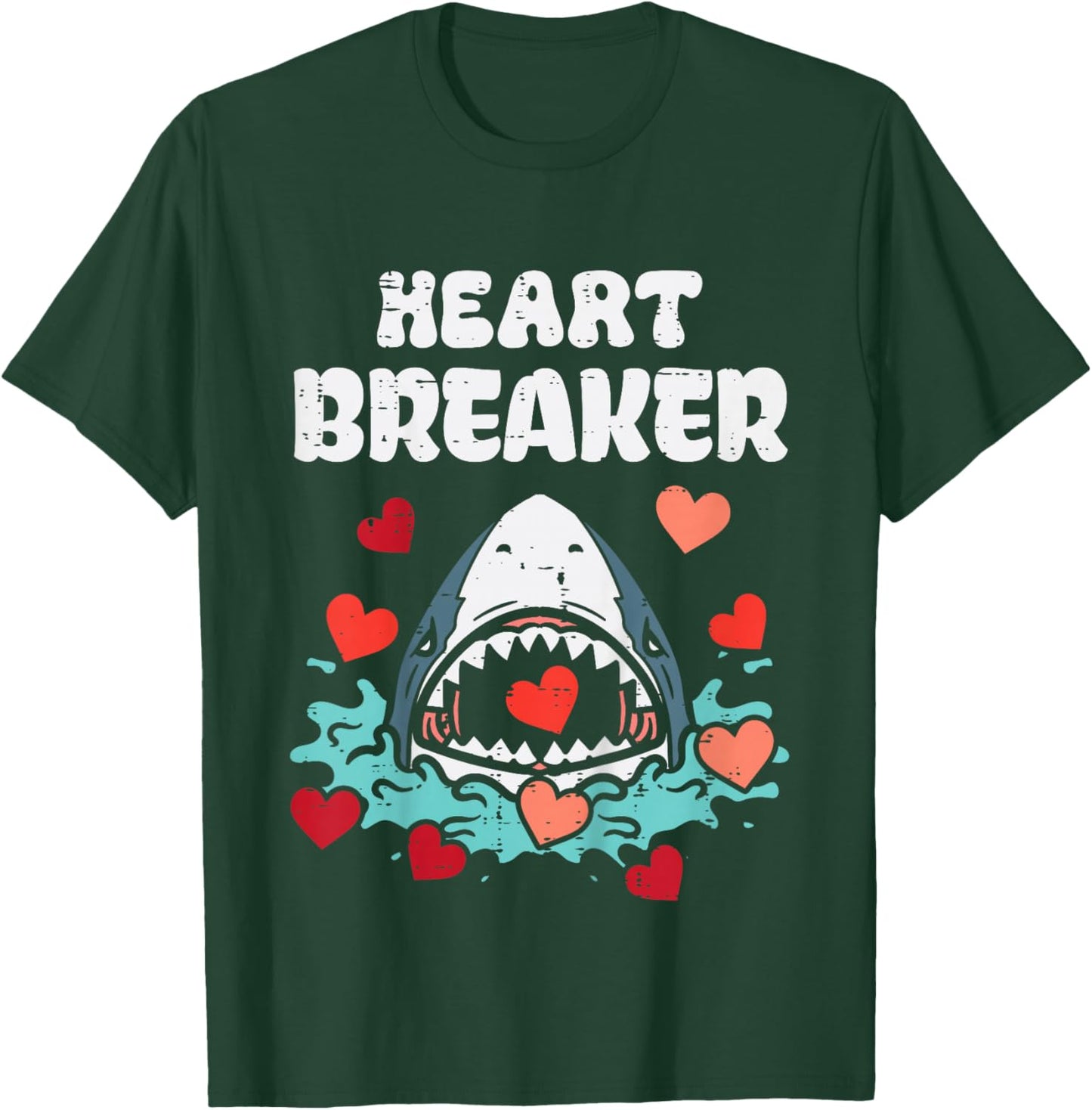 Kids Valentines Day Shark Heartbreaker Funny Boys Kids Toddler T-Shirt - T-Shirt | Forest