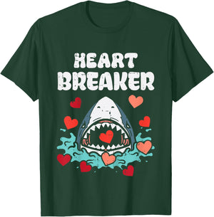 Kids Valentines Day Shark Heartbreaker Funny Boys Kids Toddler T-Shirt - T-Shirt | Forest
