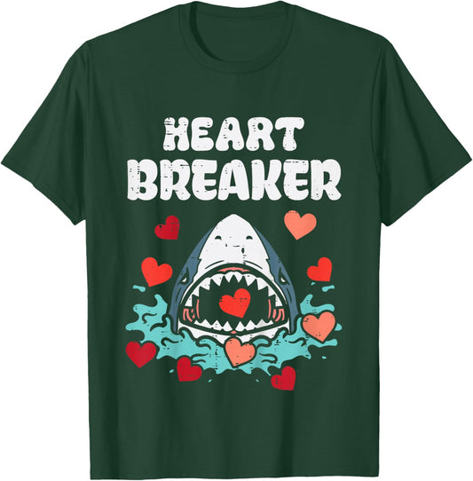 Kids Valentines Day Shark Heartbreaker Funny Boys Kids Toddler T-Shirt - T-Shirt | Forest