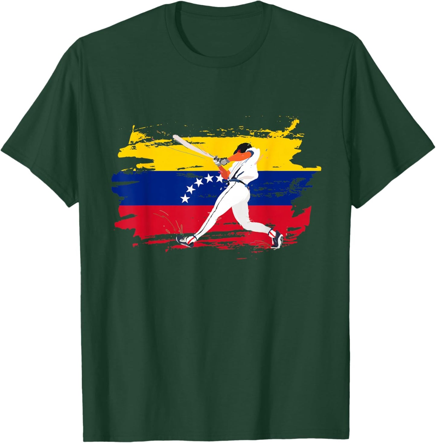 Baseball Hitter On Grunge Venezuela Flag Venezuelan Beisbol T-Shirt - T-Shirt | Forest