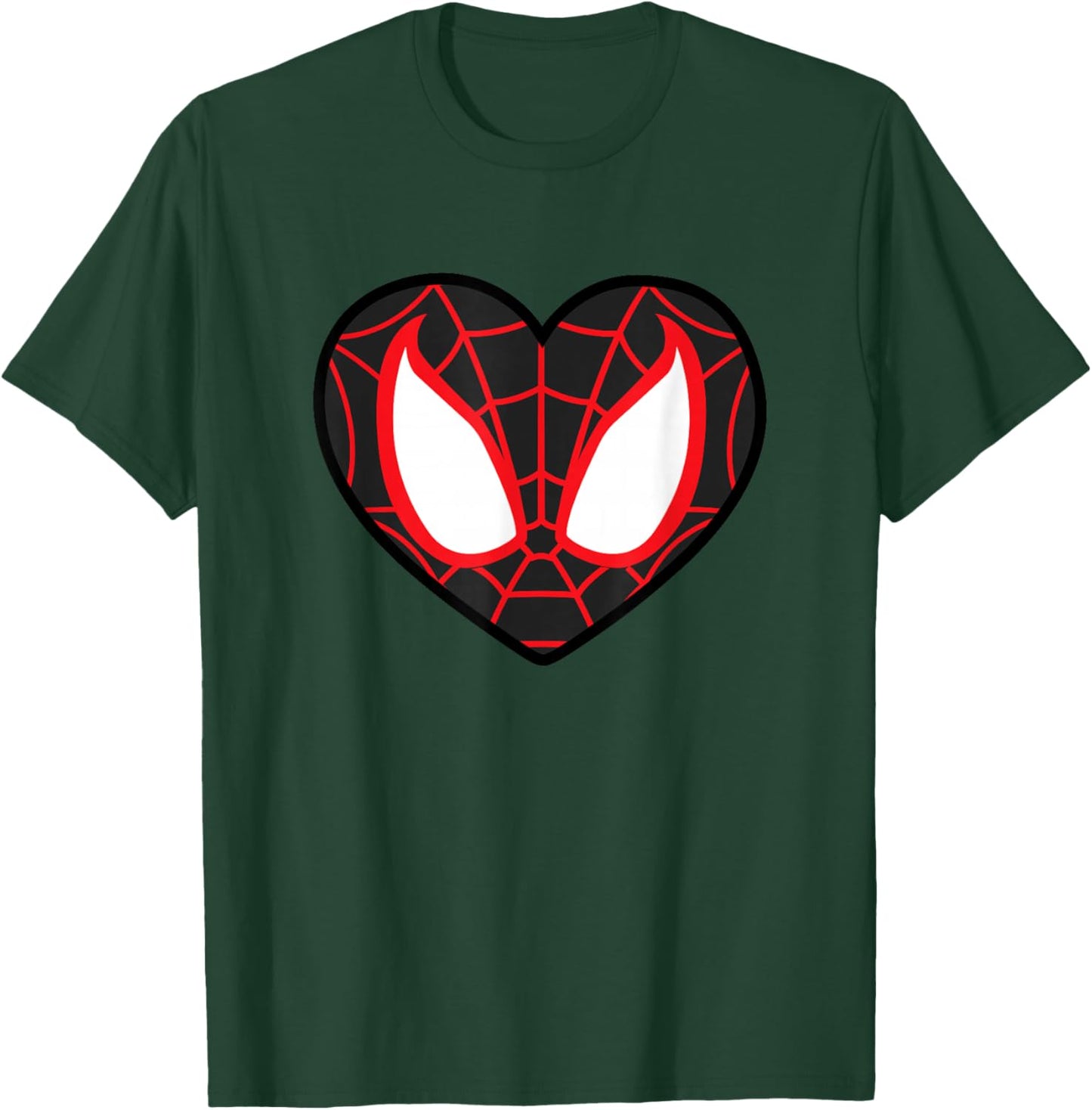 Marvel Ultimate Spider-Man Miles Morales Heart Mask Logo Small T-Shirt - T-Shirt | Forest