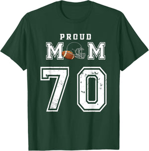 Custom Proud Football Mom Number 70 Personalized T-Shirt - T-Shirt | Forest