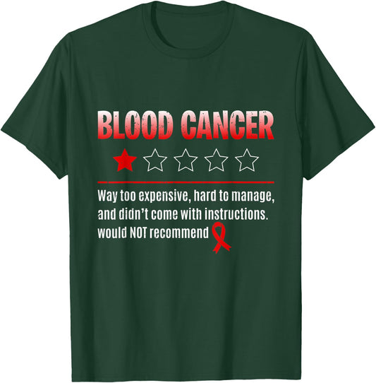 Blood Cancer - 1 Star Rating Red Ribbon Fighter T-Shirt - T-Shirt | Forest