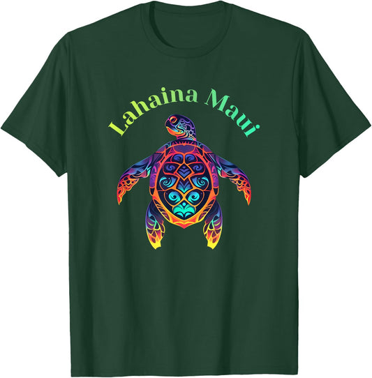 Colorful Lahaina Maui Hawaii Vacation Turtle T-Shirt - T-Shirt | Forest