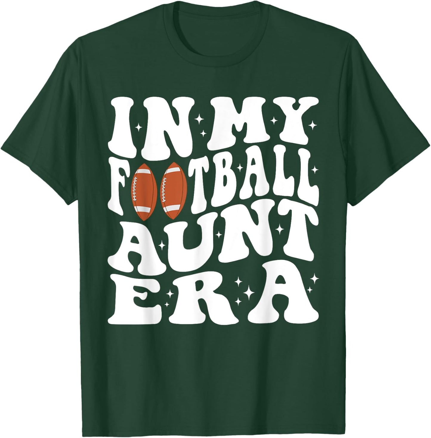 In My Football Aunt Era Groovy Football Auntie Christmas T-Shirt - T-Shirt | Forest