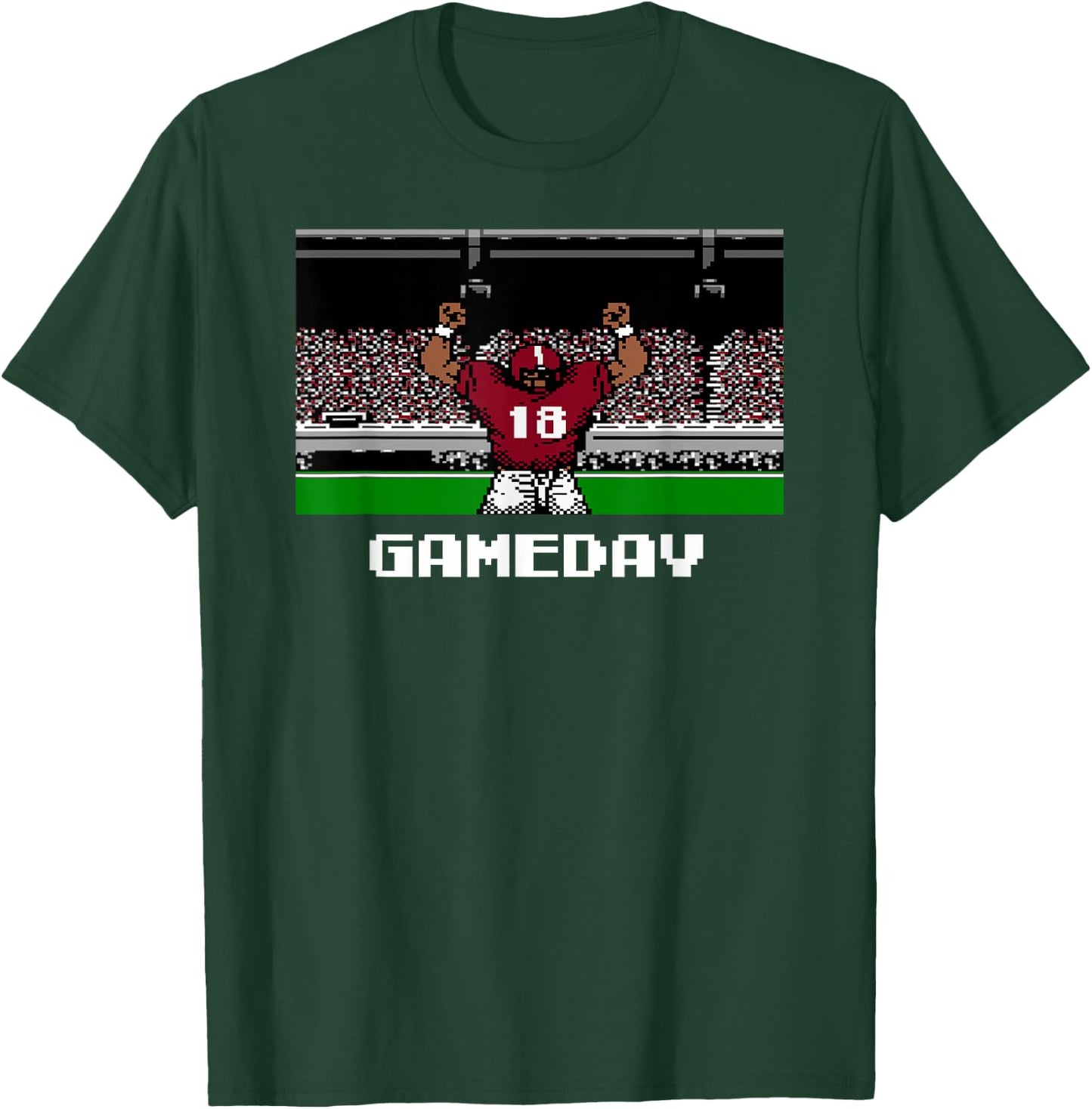 Retro Crimson and White Football Gameday 8 Bit Video Game T-Shirt - T-Shirt | Forest
