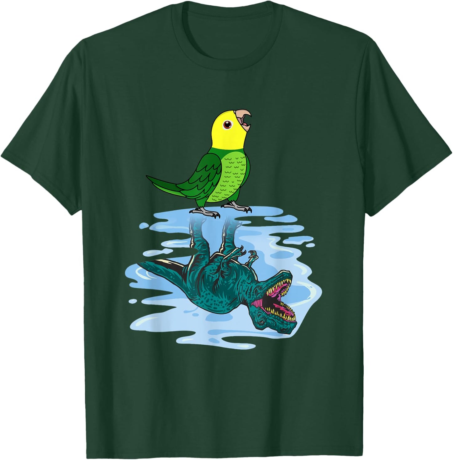 Parrot & T Rex Reflection I Double Yellow-headed Amazon T-Shirt - T-Shirt | Forest