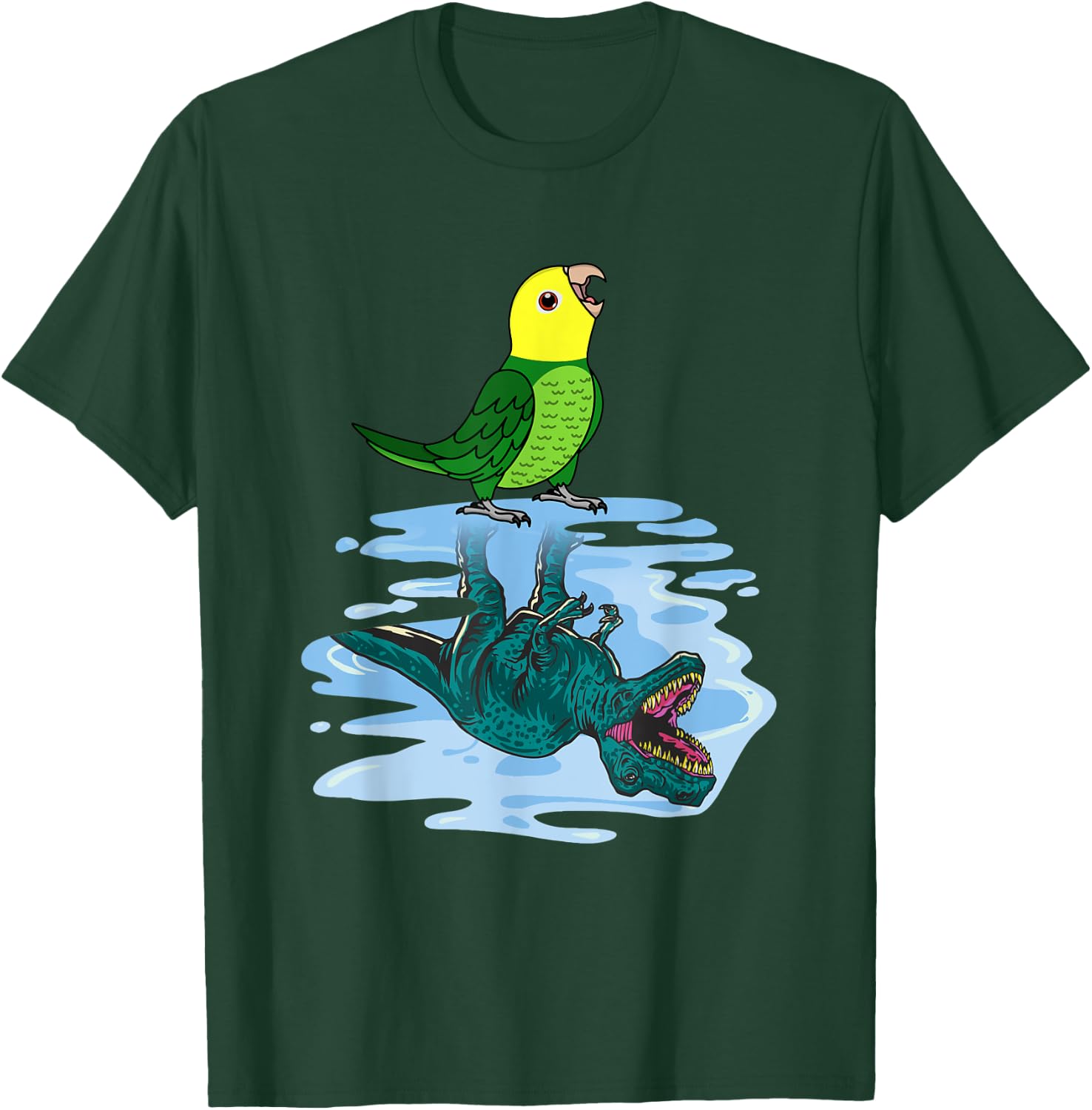 Parrot & T Rex Reflection I Double Yellow-headed Amazon T-Shirt - T-Shirt | Forest