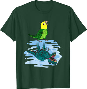 Parrot & T Rex Reflection I Double Yellow-headed Amazon T-Shirt - T-Shirt | Forest