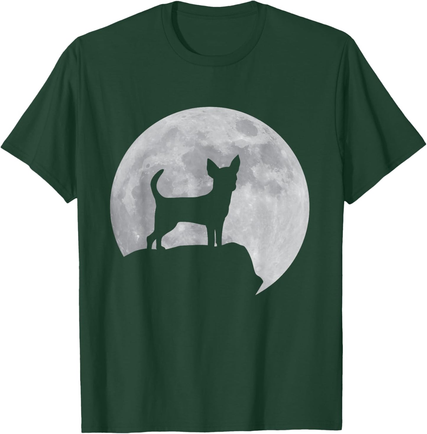 Moon And Dog Silhouette - Chihuahua T-Shirt - T-Shirt | Forest