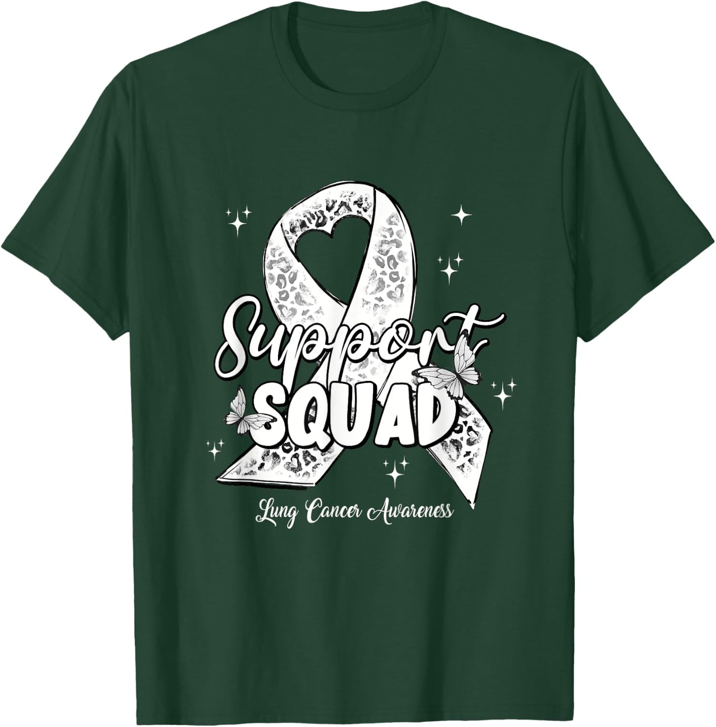 Support Squad White Ribbon Lung Cancer Awareness T-Shirt - T-Shirt | Forest